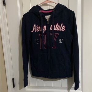 Aeropostale Dark Blue Hoodie with Pink Lettering